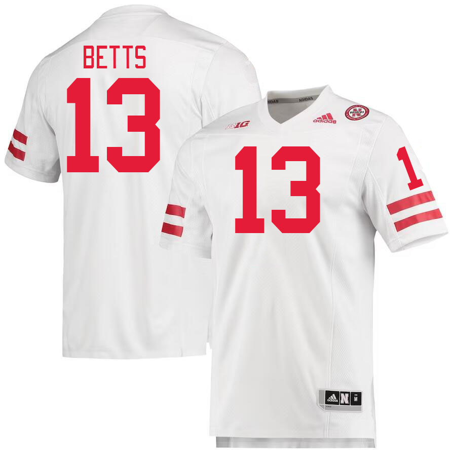 Men #13 Zavier Betts Nebraska Cornhuskers College Football Jerseys Stitched Sale-White